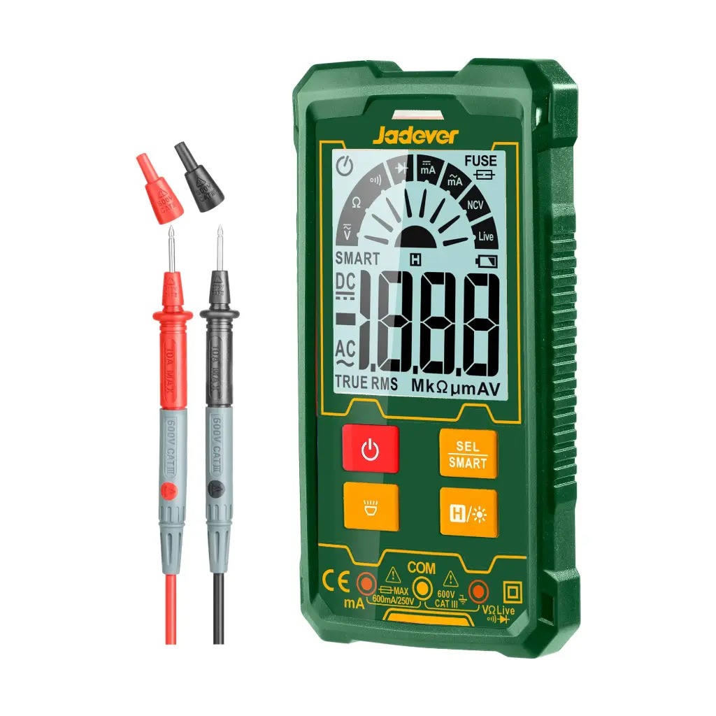 Multimetro Digital - 2000 Cuentas RMS Reales - Voltaje CC/CA: 2V-600V - Corriente CC/CA 20MA-600MA - Deteccion de Voltaje Sin Contacto - Prueba de Diodo