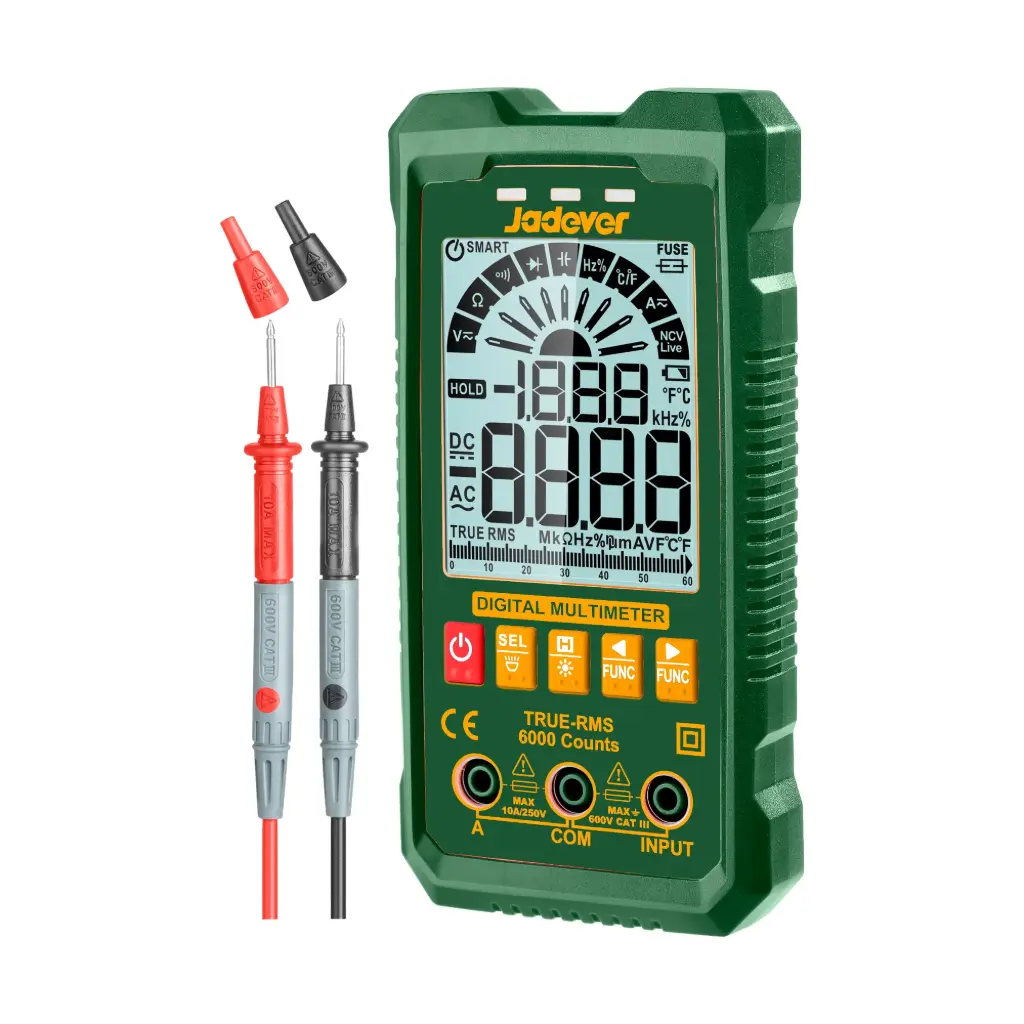 Multimetro Digital - 6000 Cuentas RMS Reales - Voltaje CC: 600MV-600V - Voltaje CA: 6V-600V - Corriente CC/CA 600MA-10A