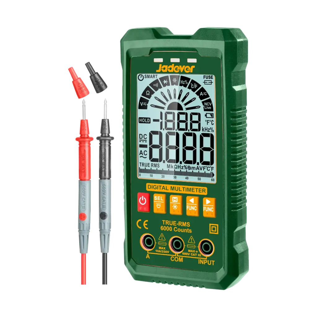 Multimetro Digital - 6000 Cuentas RMS Reales - Voltaje CC: 600MV-600V - Voltaje CA: 6V-600V - Corriente CC/CA 600MA-10A