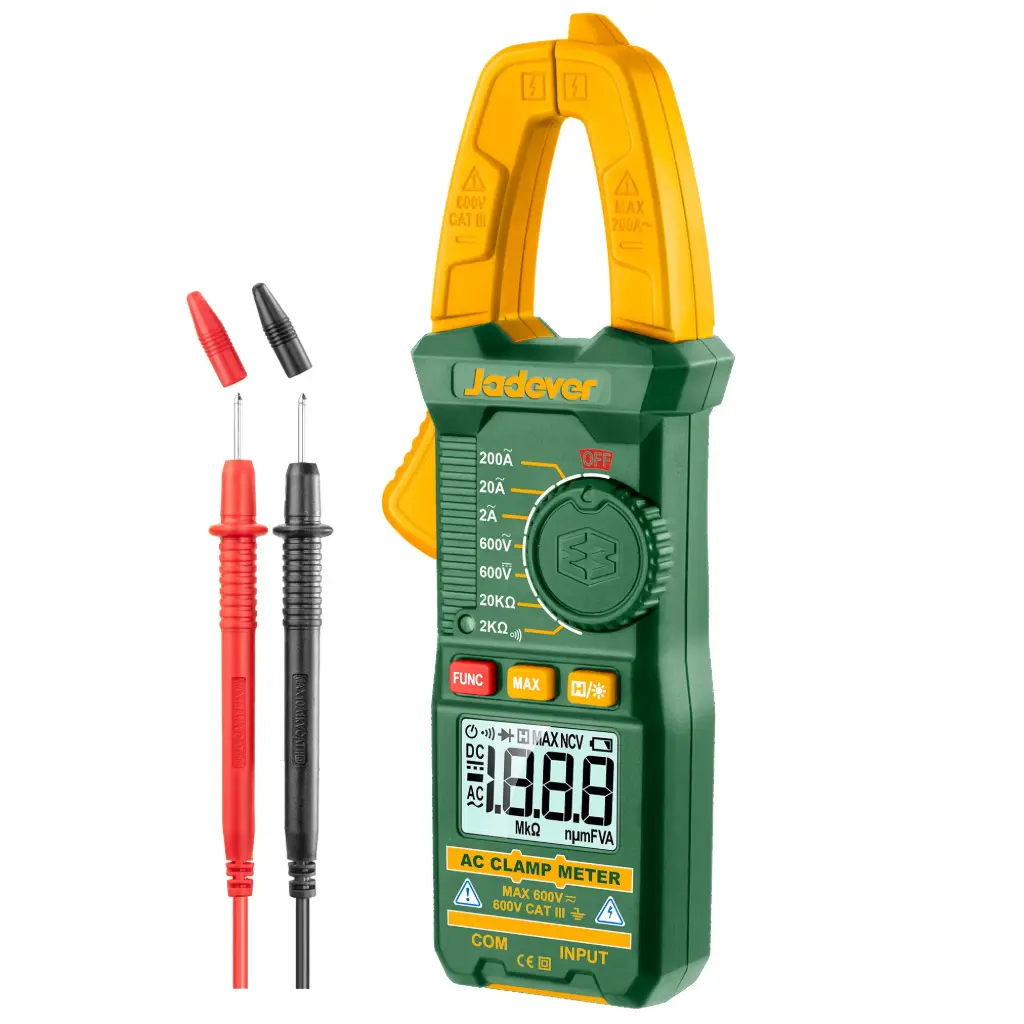 Pinza Amperimetrica Digital de CA - TRUE RMS 2000 Cuentas - Corriente CA: 2A-200A - Voltaje CA: 2V-600V - Voltaje CC: 200MV-600V