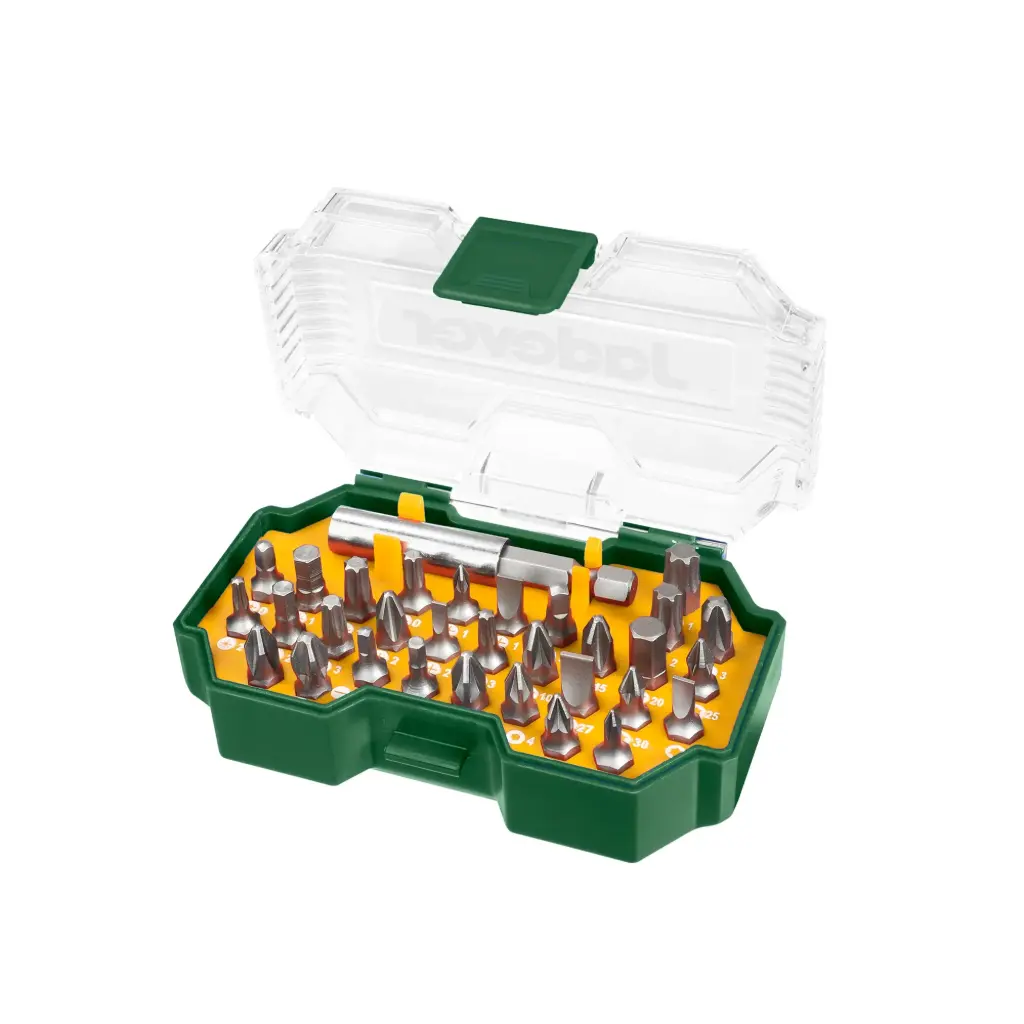 KIT de Puntas de Destornillador de 32 Piezas: 31 Puntas Acero CR-V de 25mm + 1 Soporte Para Puntas