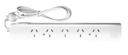 PROLONGADOR MULTIPLE 5 TOMAS, BLANCO, 1,5  MTS DE CABLE 3X0,75MM, 250V, 10A, 2200W  MAX. PROTECTOR TERMICO