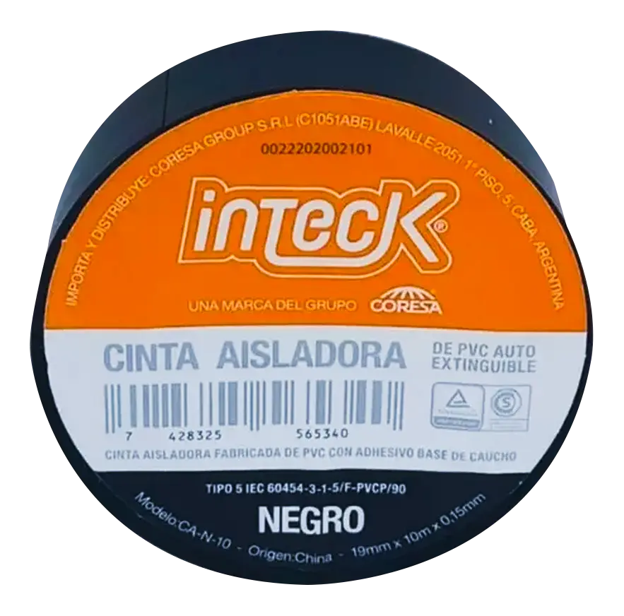 CINTA ADHESIVA PVC INTECK - NEGRA 5  METROS