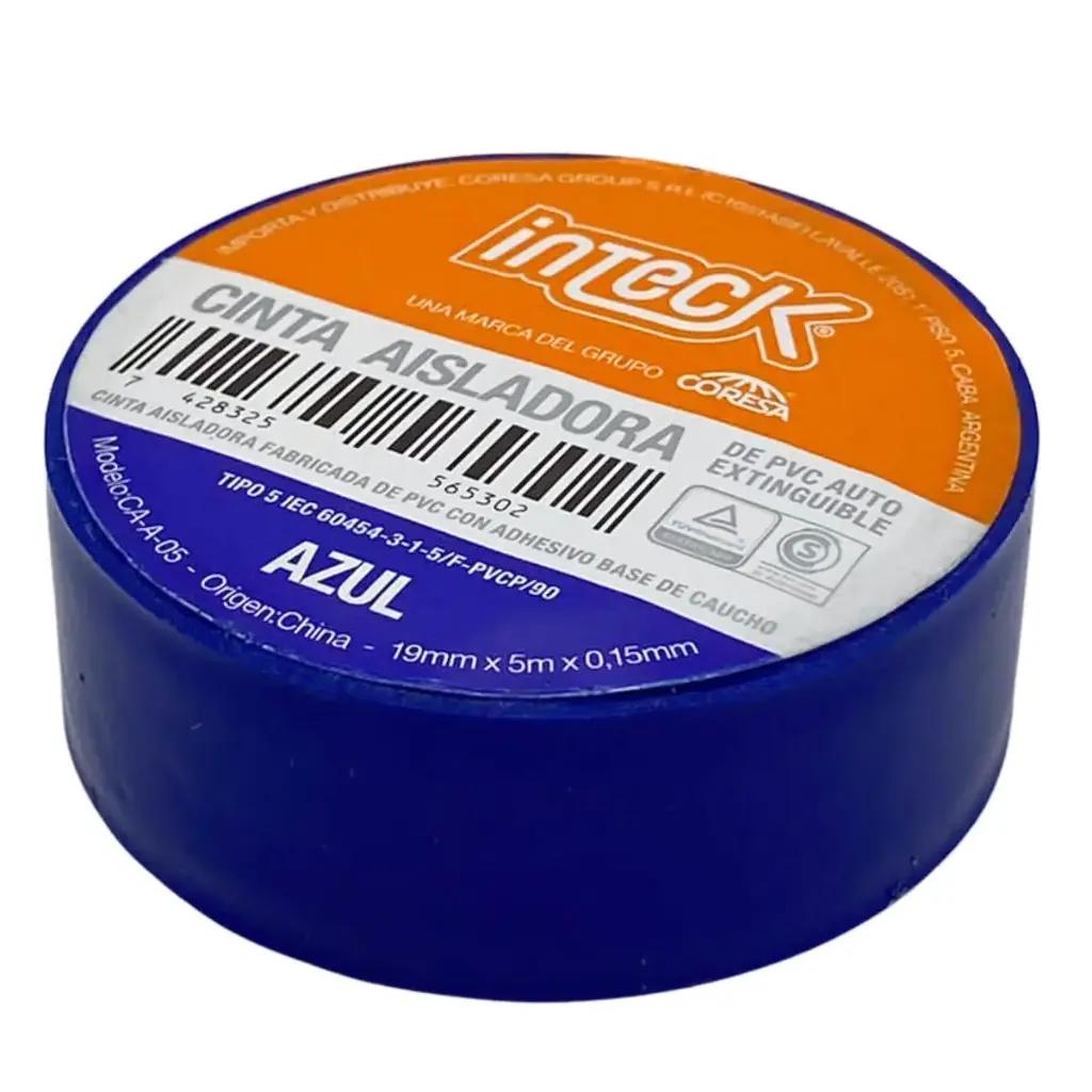 CINTA ADHESIVA PVC INTECK - AZUL 5 METROS