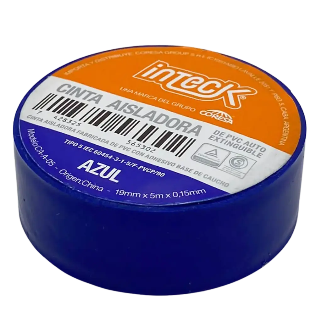 CINTA ADHESIVA PVC INTECK - AZUL 5 METROS