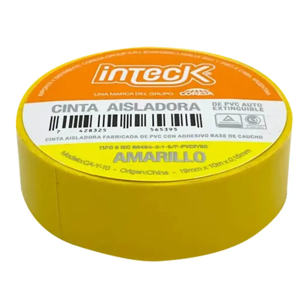 CINTA ADHESIVA PVC INTECK - AMARILLA 5  METROS