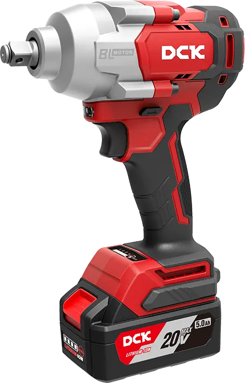 LLAVE DE IMPACTO INALAMBRICA POTENCIA 750W MAX. TORQUE 910Nm TAMAÑO DE PERNO ESTANDAR M10-M24 PESO 2.5KG MOTOR BRUSHLESS INCLUYE BATERIA 5Ah *1, MALETIN PLASTICO