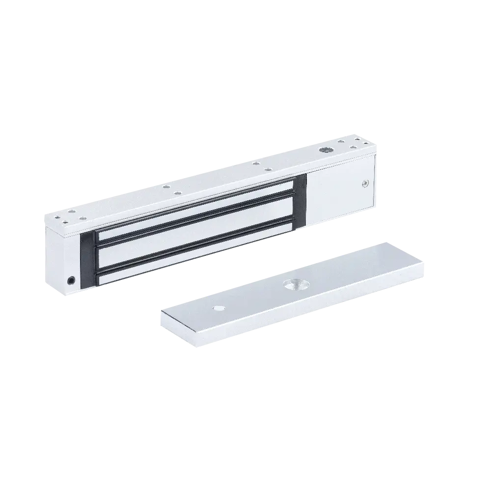 CERRADURA ELECTROMAGNETICA PARA 1 PUERTA MAX 280KG EMPUJE, SIN MAGNETISMO RESIDUAL, RESISTENTE A LA ABRASIÓN,TORNILLOS A PRUEBA DE MANIPULACIONES, ESTABLES Y SEGUROS.