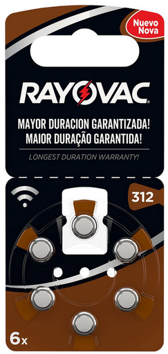 [RAYOVAC-312 AUZ C/6] PILA RAYOVAC312 Premium 312 0 Hg, pila de zinc-aire.