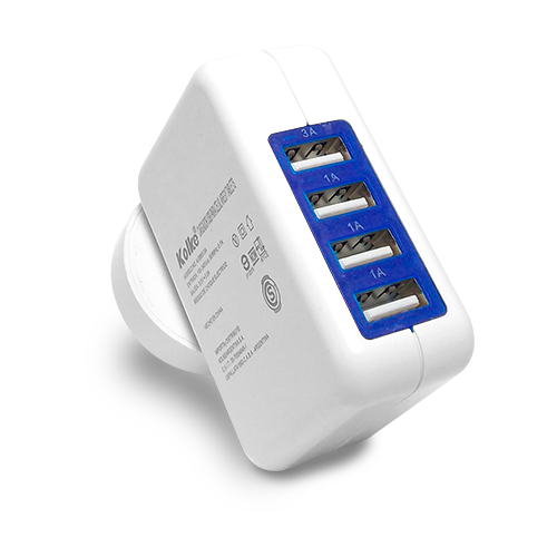 [4USB5V3A BLANCO] CARGADOR USB KOLKE SMART 5-9-12V 3A 4SAL USB