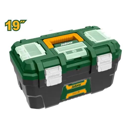 [JDTB3319] Caja de Herramientas de Plastico 19" - 480x280x140mm, Material PP, Hebilla de Metal, Carga Max 18KG, Tapa Superior con 3 Zonas de Almacenamiento y Funcion de Bascula, con Bandeja de Plastico