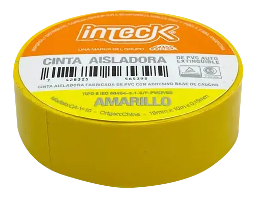 [CA-Y-05] CINTA ADHESIVA PVC INTECK - AMARILLA 5  METROS