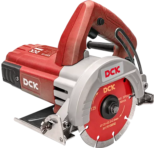 [KZE03-125] CORTADORA DE MARMOL POTENCIA 1800W DIAMETRO DEL DISCO DE CORTE 125MM CAPACIDAD MAX. DE CORTE 38.5MM ANGULO DE CORTE 0-45° PESO 3.3KG INCLUYE LLAVE DE VASO, LLAVE, CARBONES